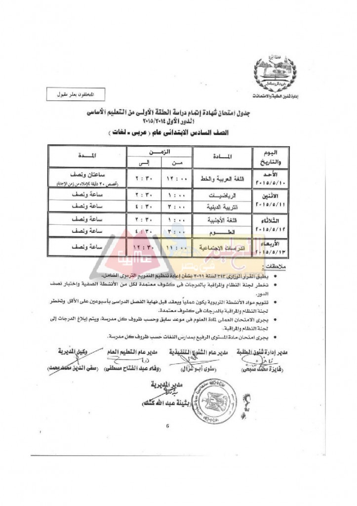 Tables 2014 2015-6
