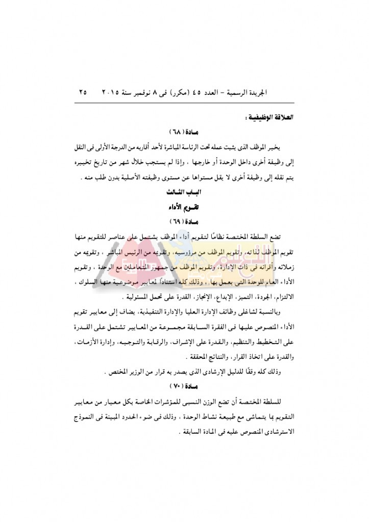 قرار رئيس الوزراء 2912 لسنة 2015باللائحةالتنفيذية لقانون الخدمة المدنية..._page_25