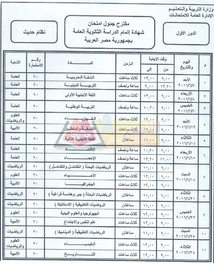 مقترح جدول