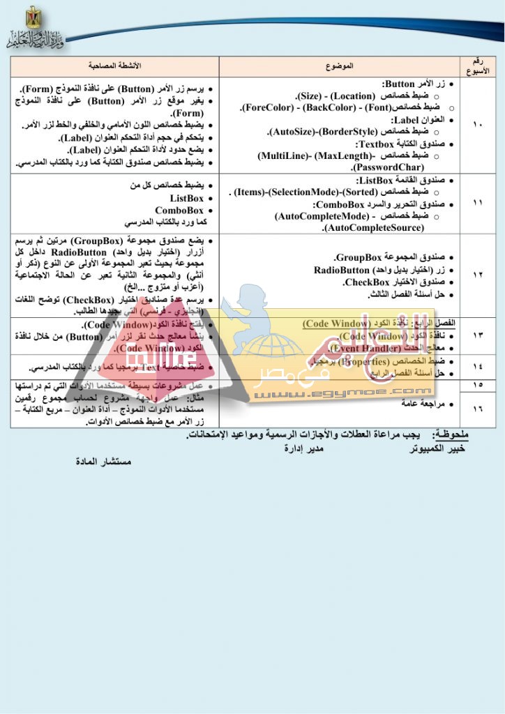 توزيع منهج الكمبيوتر وتكنولوجيا المعلومات والإتصالات 2016 2017 للحلقة الاعدادية_page_7